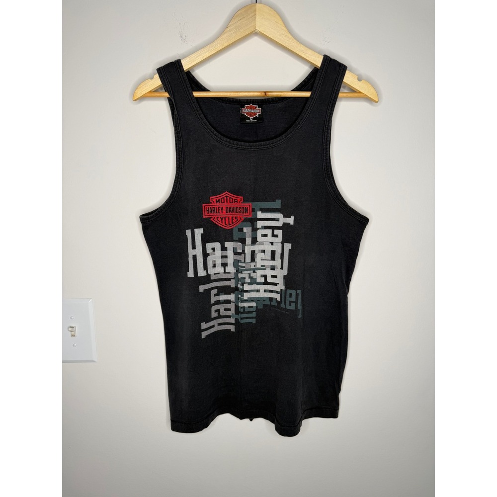 Vintage 90s 1993 Harley Davidson Faded Sleeveless Biker Tank Top Medium USA Made